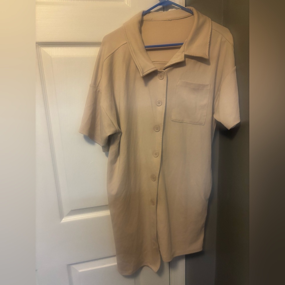 Tan Button-Up Dress